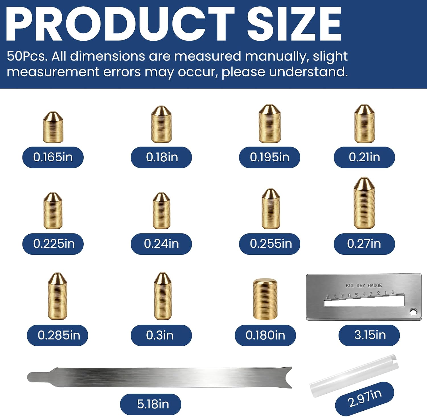 SC1 SC4 Rekey Kit for Schlage Locks, 500 Pcs | Bottom Pins 0-9, 50 Each, Professional DIY Tool