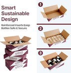 6-Bottle Layflat Cardboard Wine Boxes For Moving, Bundle of 5