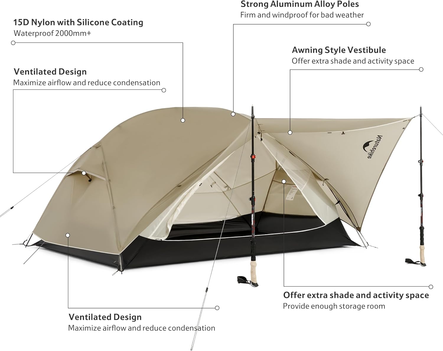 Mongar Upgraded 1/2/3 Person Backpacking Tent,Waterproof Lightweight Camping Tent with Footprint