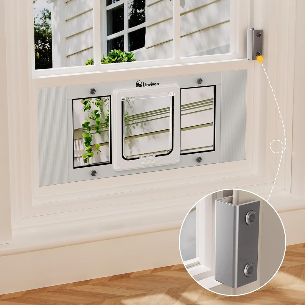 Adjustable Cat Door for Window, 27"-32" Quick Install