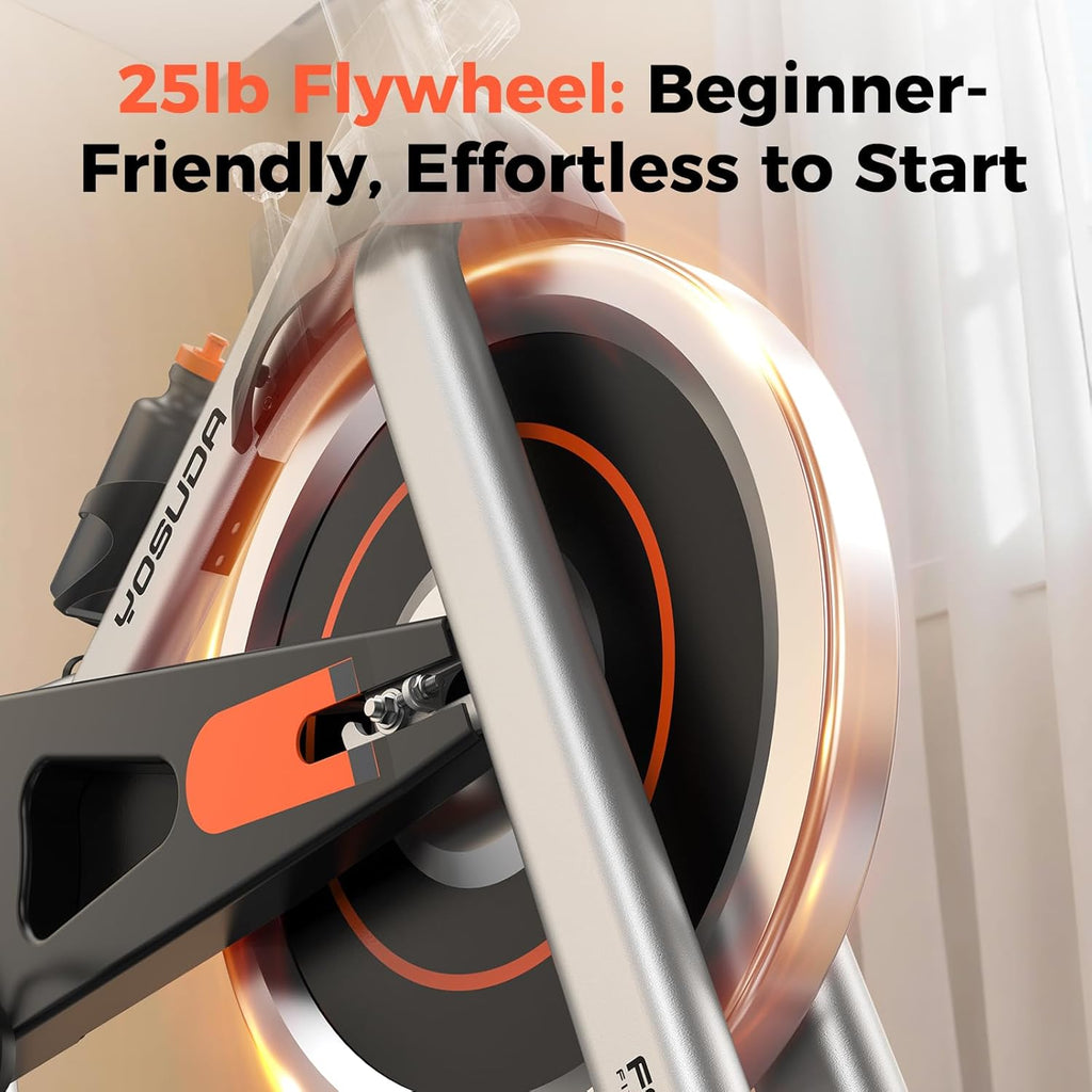Exercise Bike, Magnetic Friction Stationary Bike with App Training | Magnetic Indoor Cycling Low Noise Bike for Home