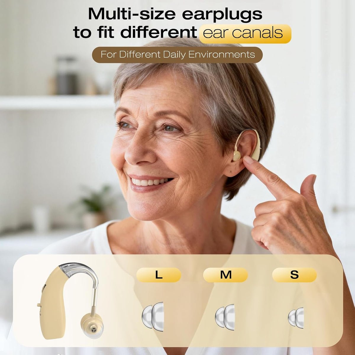 OTC Hearing Aid for Seniors Adults with Ear Hearing Loss-Rechargeable, Lightweight Single Hearing amplifier-Single