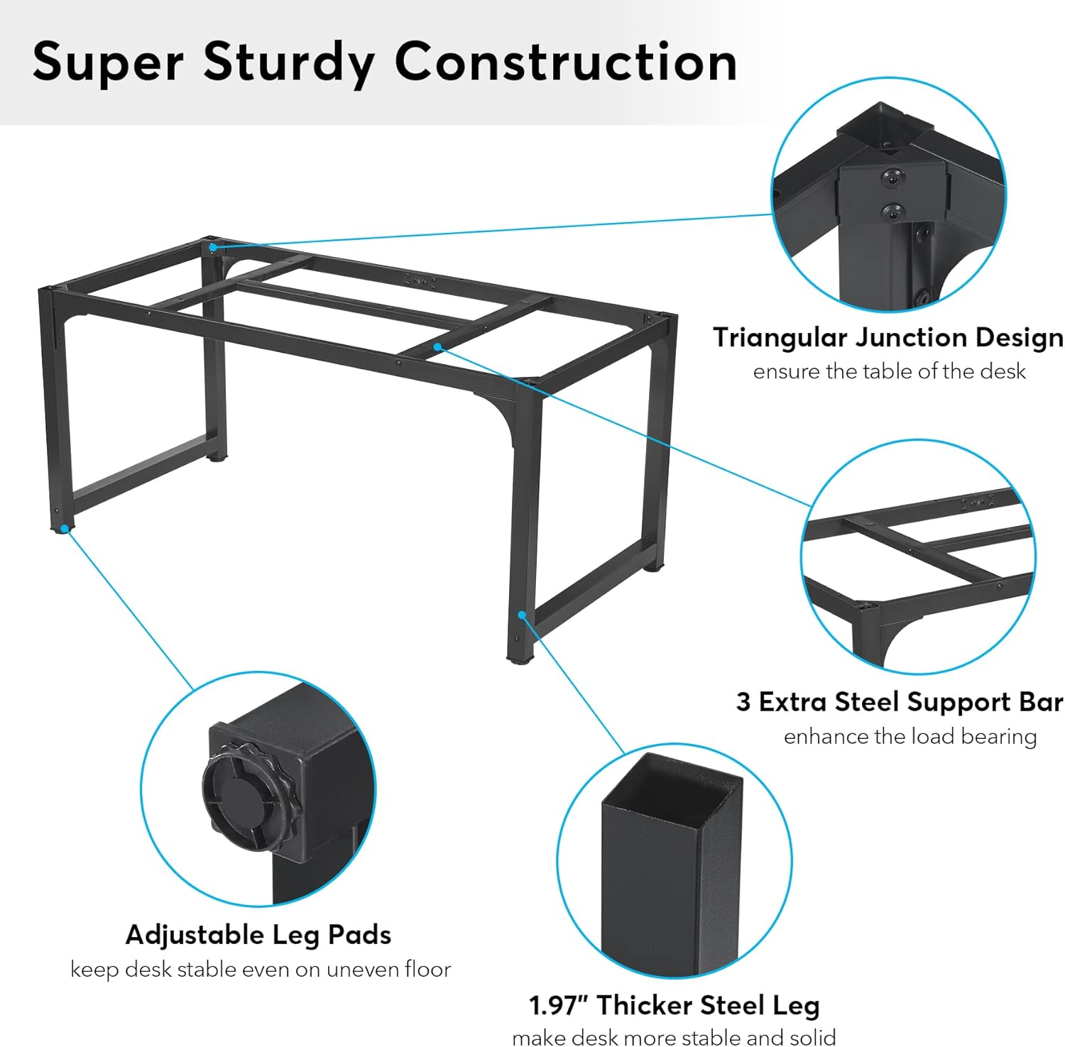 Modern Computer Desk, 63 x 31.5 inch Large Office Desk Computer Table Study Writing Desk Workstation for Home Office
