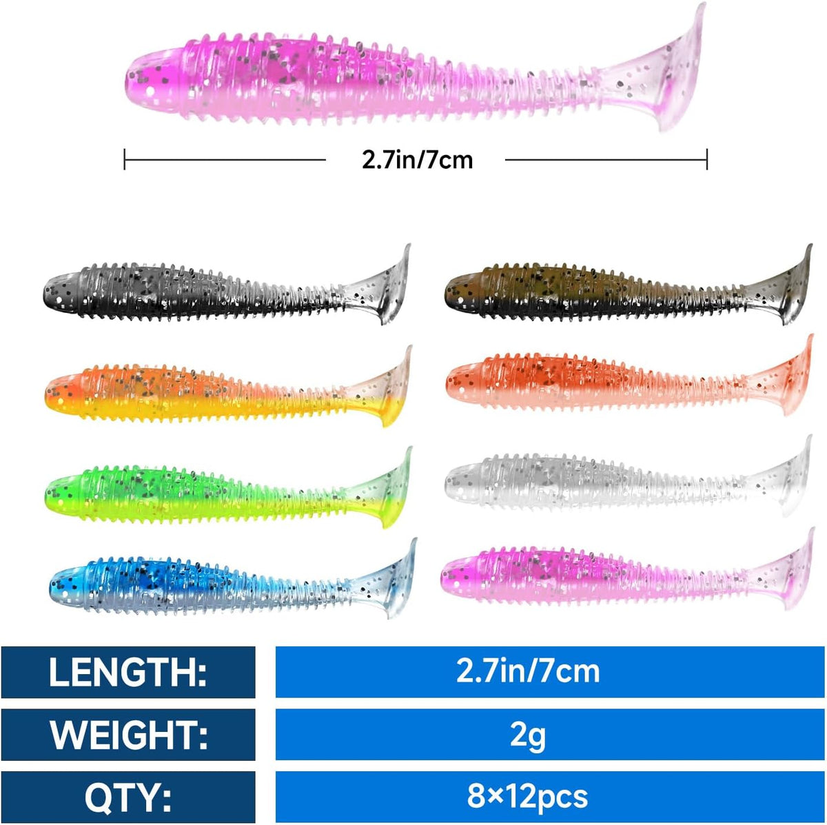Soft Fishing Lures for Trout Crappie Walleye & bass | Soft Plastic Paddle Tail Swimbaits, Lifelike vibrating swim