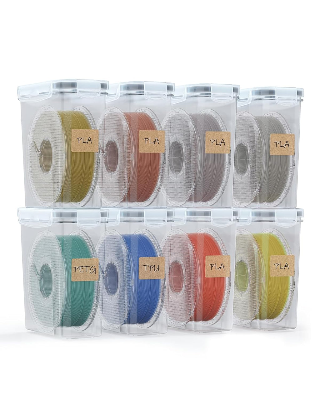 Filament Storage Box - 8 Pack Filament Container for 3D Printing Sealing and Protection - Portable Storage Box with