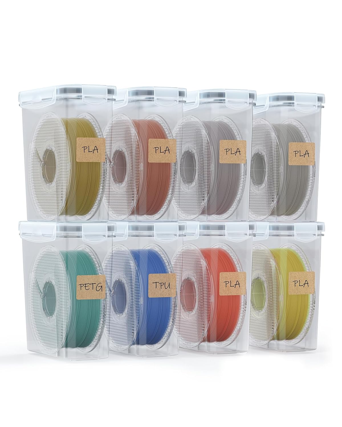 Filament Storage Box - 8 Pack Filament Container for 3D Printing Sealing and Protection - Portable Storage Box with