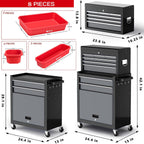 8-Drawer Tool Chest with Wheels, 42'' Rolling Tool Chest Heavy Duty,Black