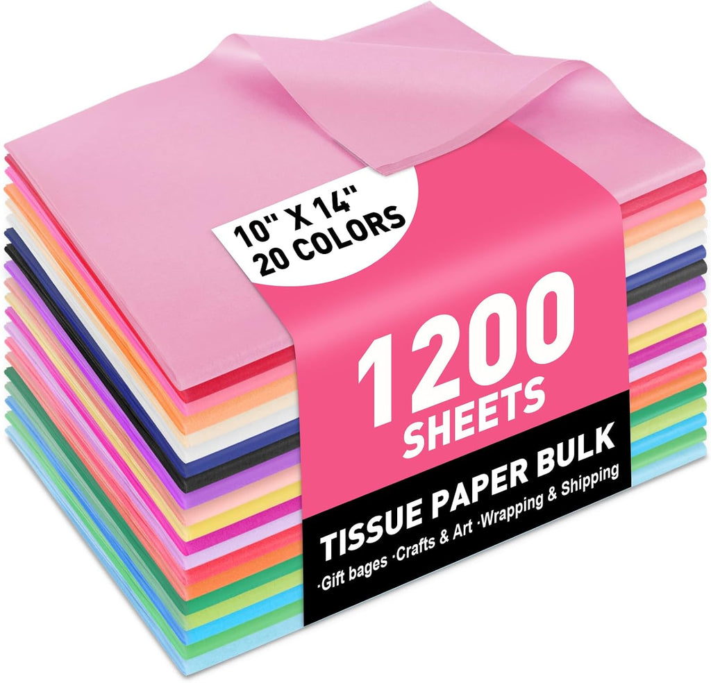 1200 Sheets Tissue Paper,20-Color 14"X10" Tissue Paper for Gift Bags