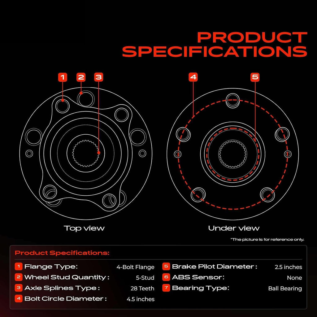 A-Premium 2 x Rear Wheel Bearing and Hub Assembly with 5-Lug