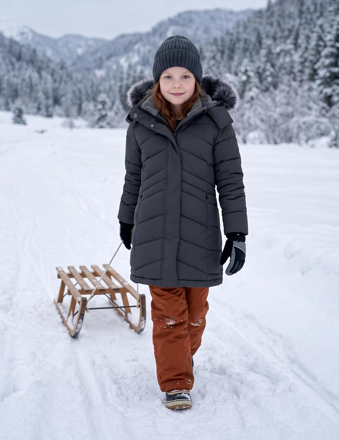 Girls' Winter Coat Insulated Long Quilted Puffer Jacket Snow Parka | Waterproof 5000mm, Soft Fleece Liner, Removable