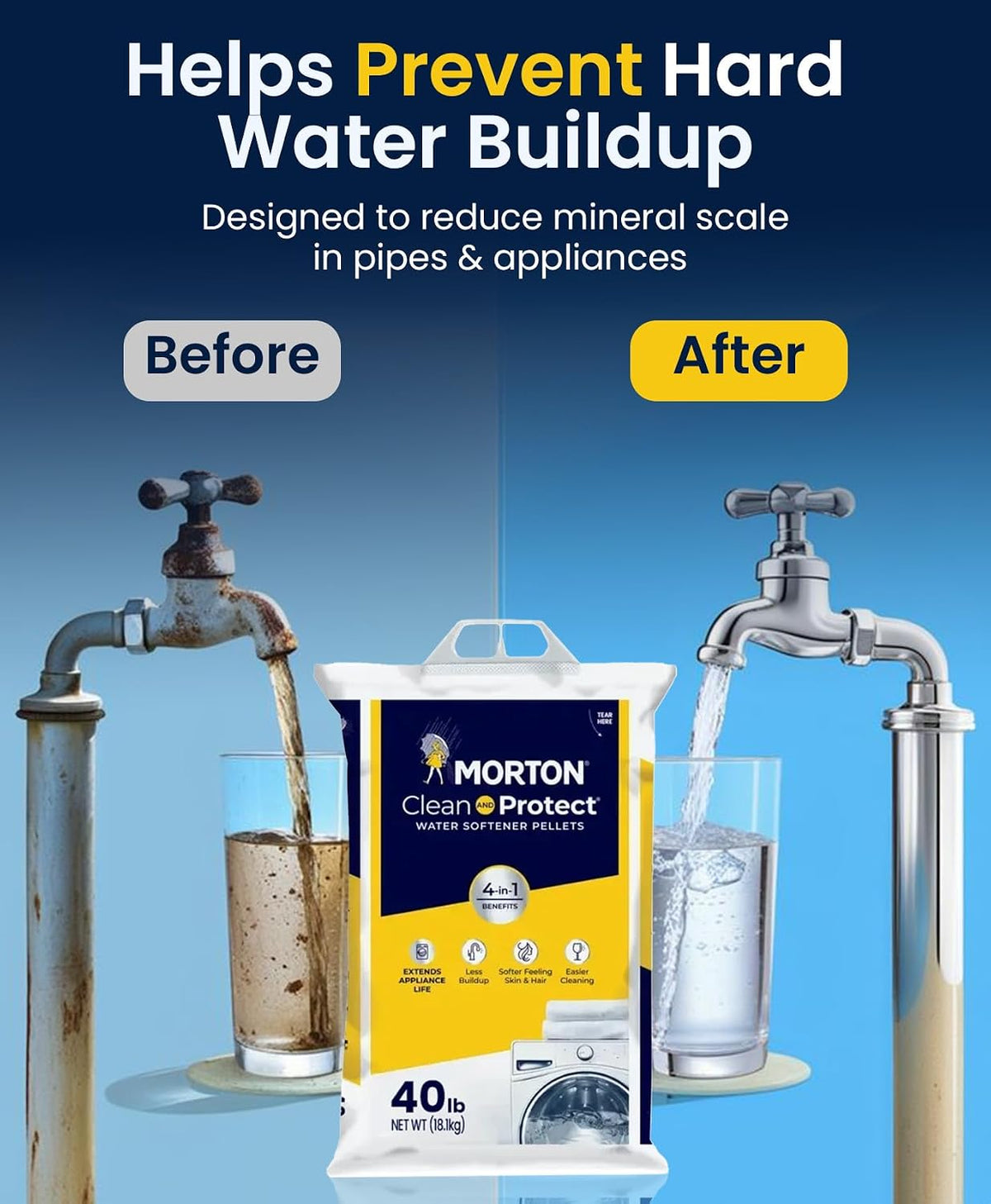 Morton Water Softener Salt Pellets, 40 lb Bags (6 Pack)