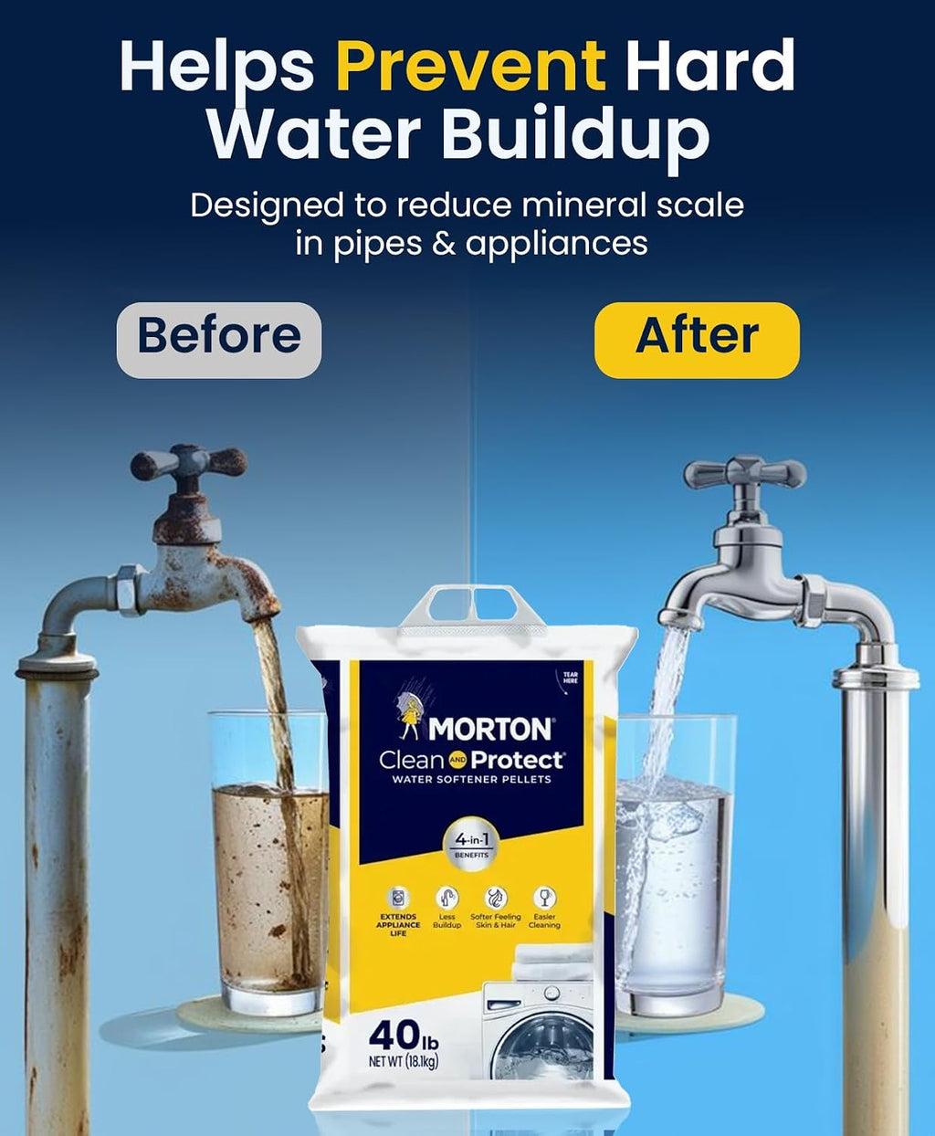 Morton Water Softener Salt Pellets, 40 lb Bag