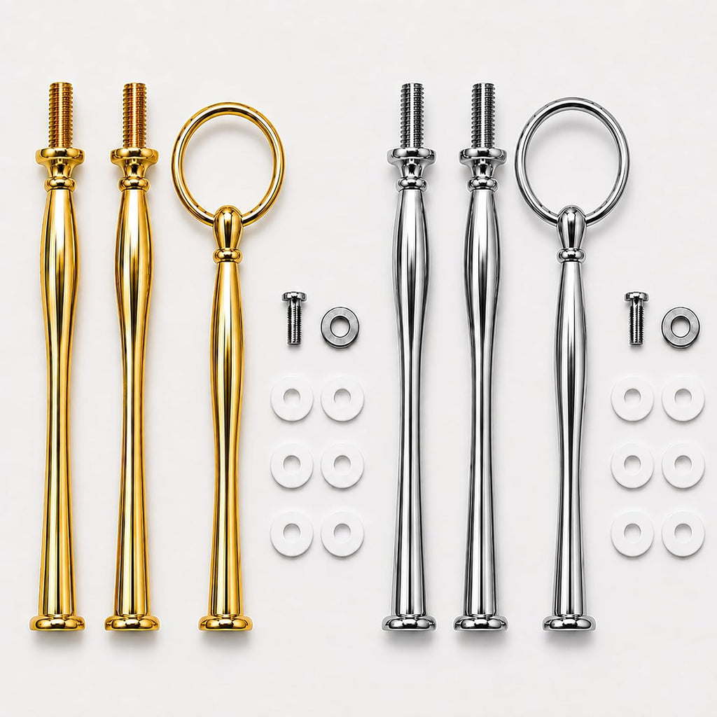 2 Sets 3-Tier Tray Hardware Kits, Vintage Cake Stand Handle Fittings, Heavy Duty Zinc Alloy Rods with Screws &