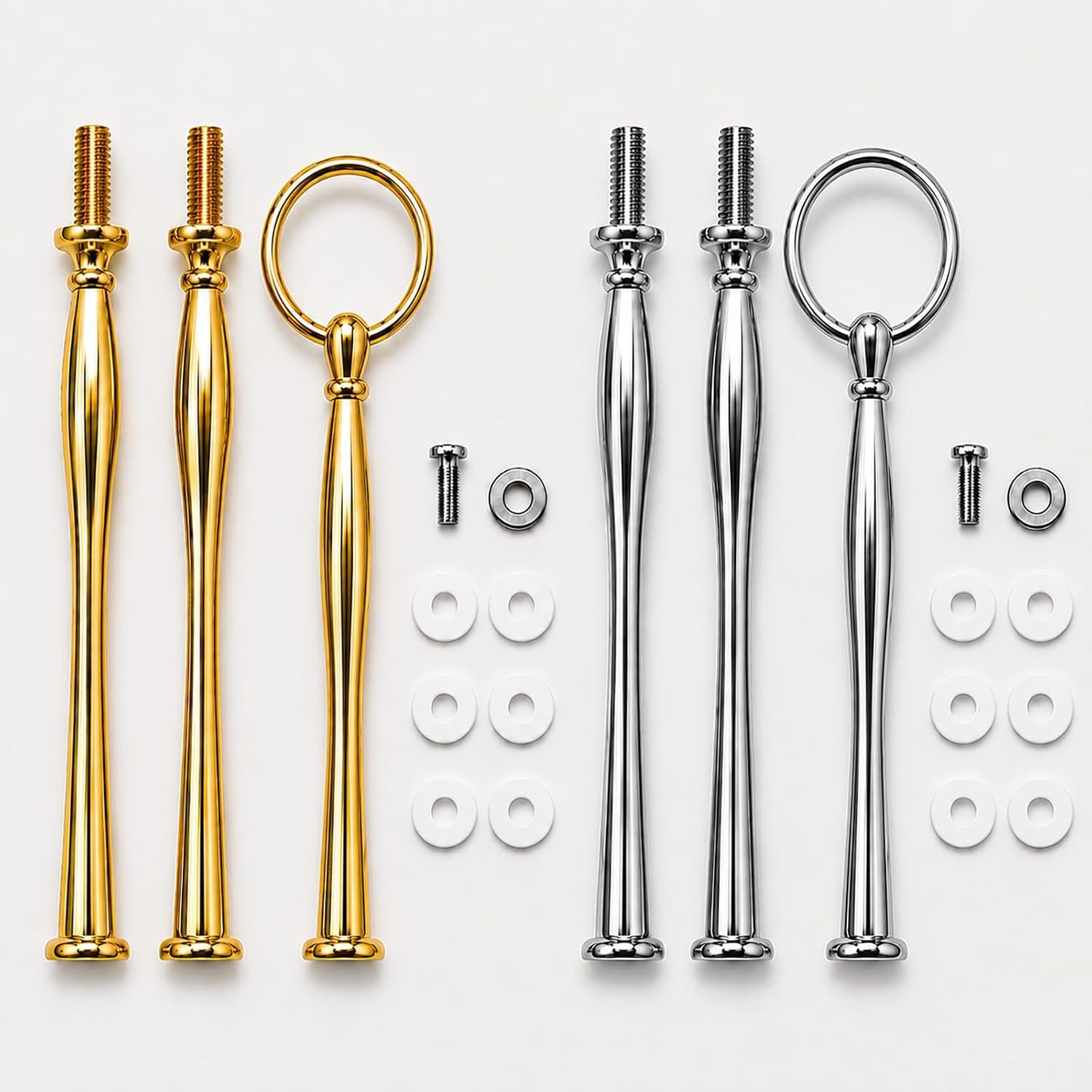 2 Sets 3-Tier Tray Hardware Kits, Vintage Cake Stand Handle Fittings, Heavy Duty Zinc Alloy Rods with Screws &
