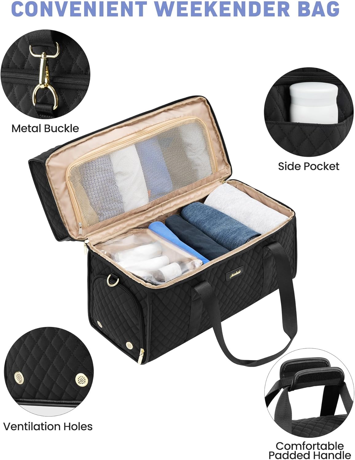 Weekender Travel Duffle Bag for Women: Overnight Bags with Shoe Compartment Carry on Bags for Airplanes with Toiletry