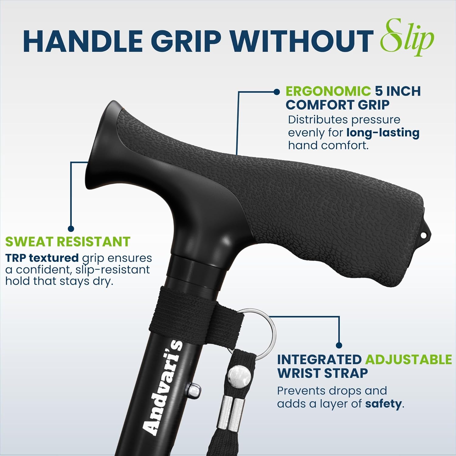 Walking Cane for Men & Women – Foldable, Adjustable, Self-Standing Cane with 360° Pivot Base, Comfortable Grip, Heavy