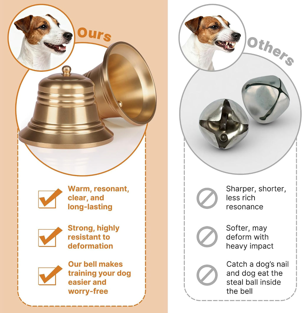 Leather Dog Door Bells for Potty Training, Nail-Safe Puppy Dog Door Bells Extra Loud for Dogs Training