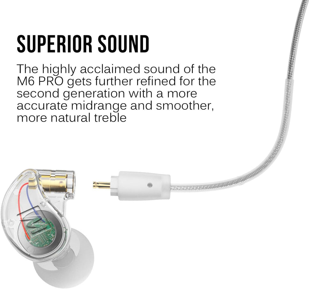 M6 PRO In Ear Monitor Headphones for Musicians, 2nd Gen Model With Upgraded Sound, Memory Wire Earhooks & Replaceable