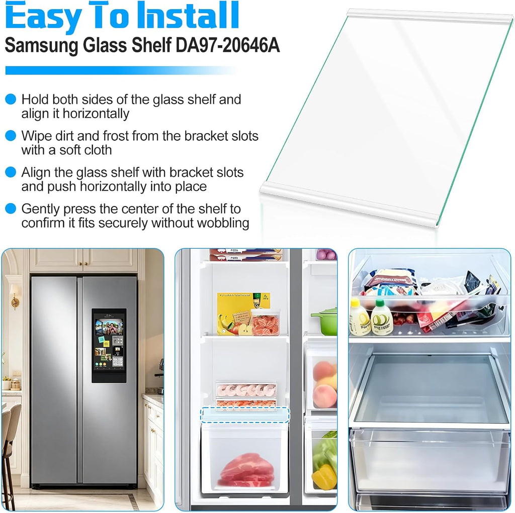 ALVAR DA97-20646A Freezer Shelf Glass For Samsung Fridge Shelf Replacement