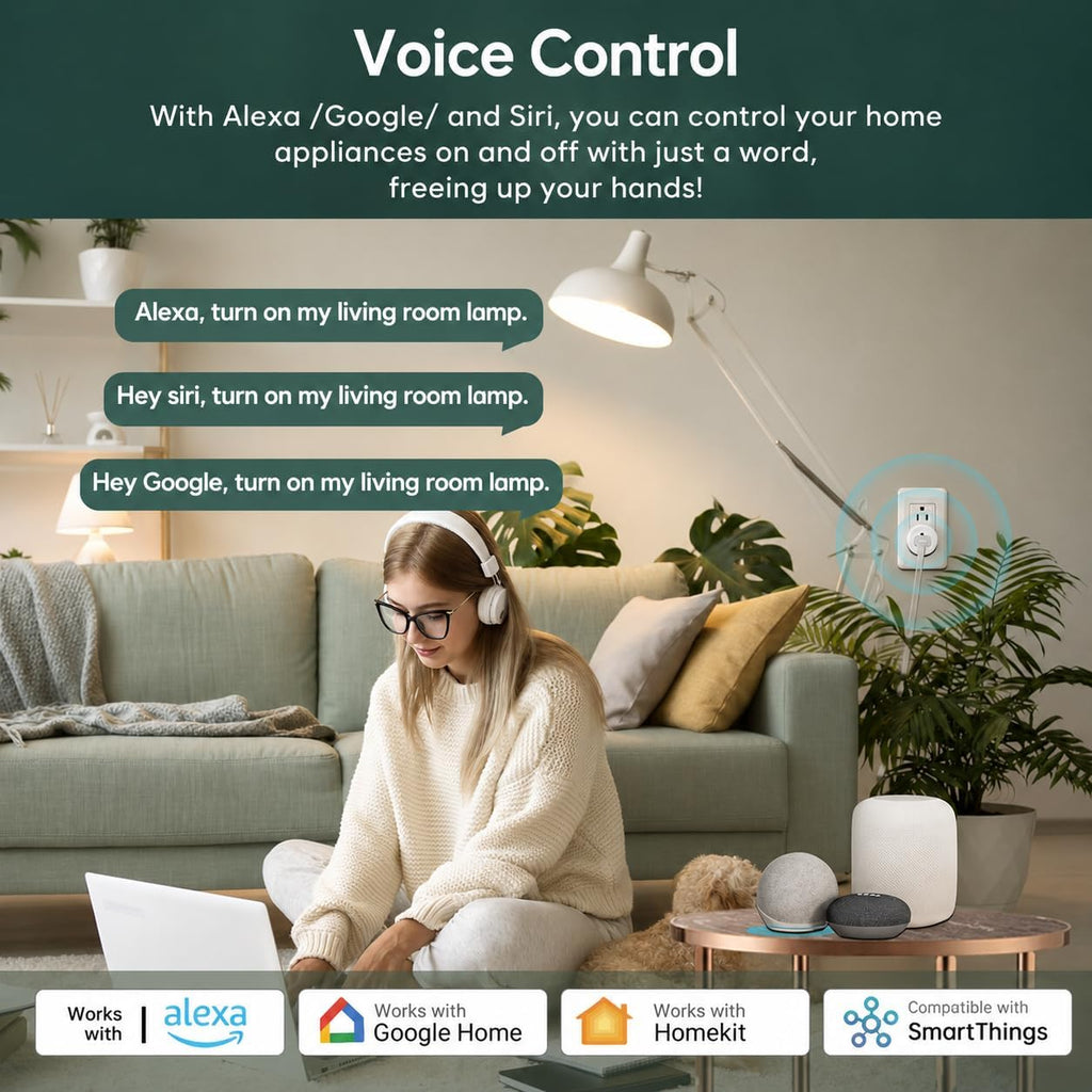Matter Smart Plug,2.4GHz WiFi Only, Matter Hub Required (1 Pack) | Work with Apple Home, Siri, Google Home, Alexa &