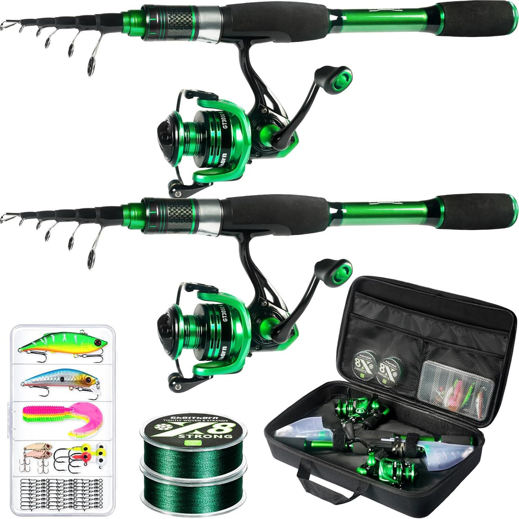 Telescopic Fishing Rod and Reel Combo,Spinning Travel Kit | Graphite Telescopic Fishing Rod,Collapsible Fishing Pole