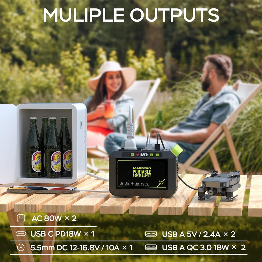 Portable Power Station 88Wh Camping Lithium Battery Solar Generator Fast Charging with AC Outlet 120W Peak Power