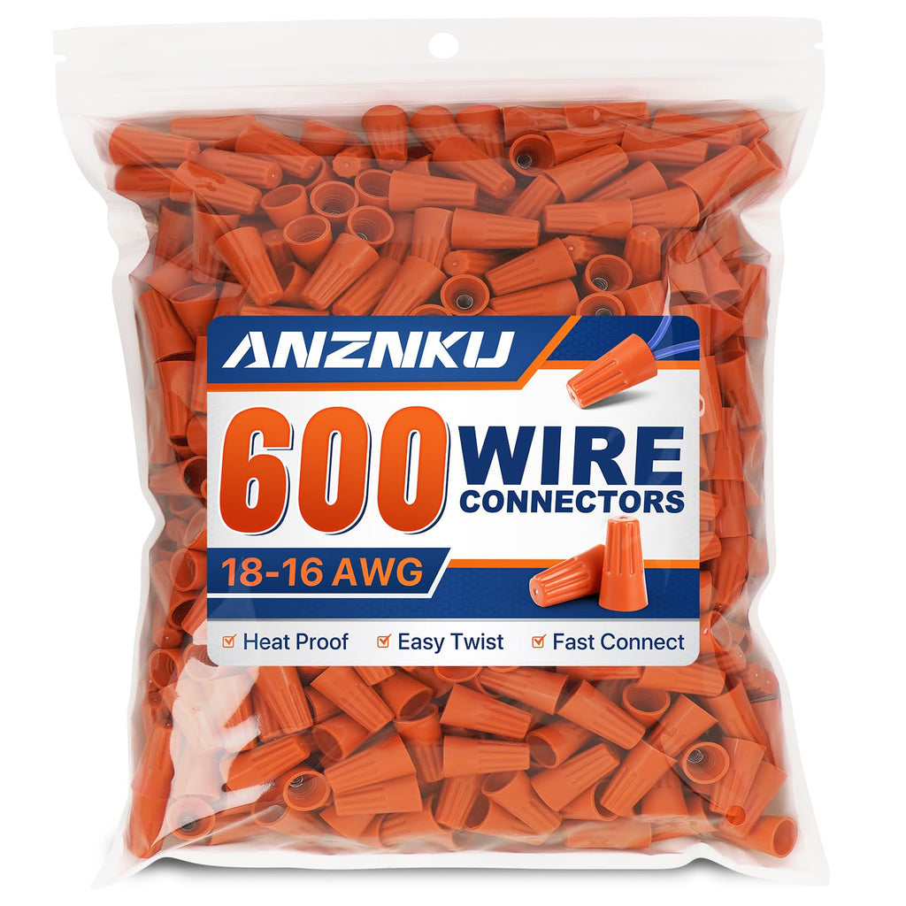 ANZNKU 600 PCS Orange Wire Connectors Nuts, Electrical Wire Caps Bulk