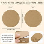 60 Pack 12 Inch Round Circle Corrugated Cardboard Sheets