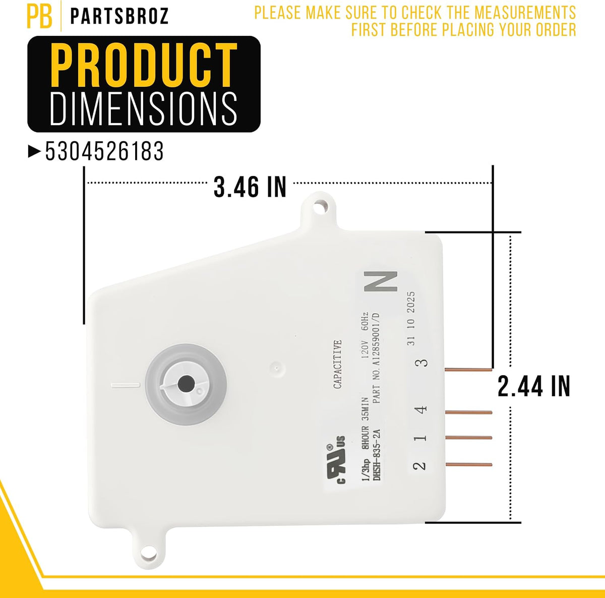 Refrigerator Defrost Timer for Frigidaire FFTR2045VB6