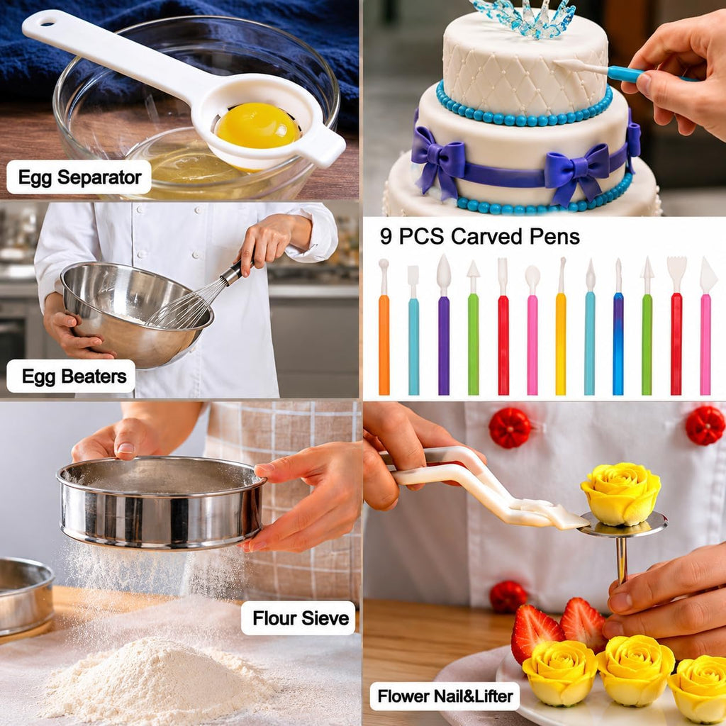 Cake Decorating Kits 567 PCS Baking Set with Springform Pans Set, Rotating Turntable, Decorating Tools, Cake Baking
