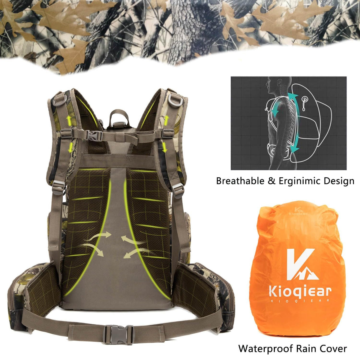 Hunting Backpack Outdoor Gear Hunting Daypack. | Durable Large Capacity Hunting with Rain Cover