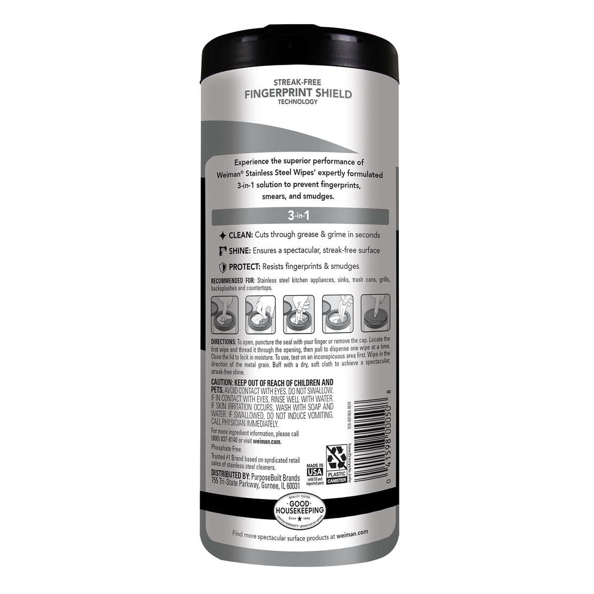 Stainless Steel Cleaner & Polish Kit, 2 Wipes & Cloth