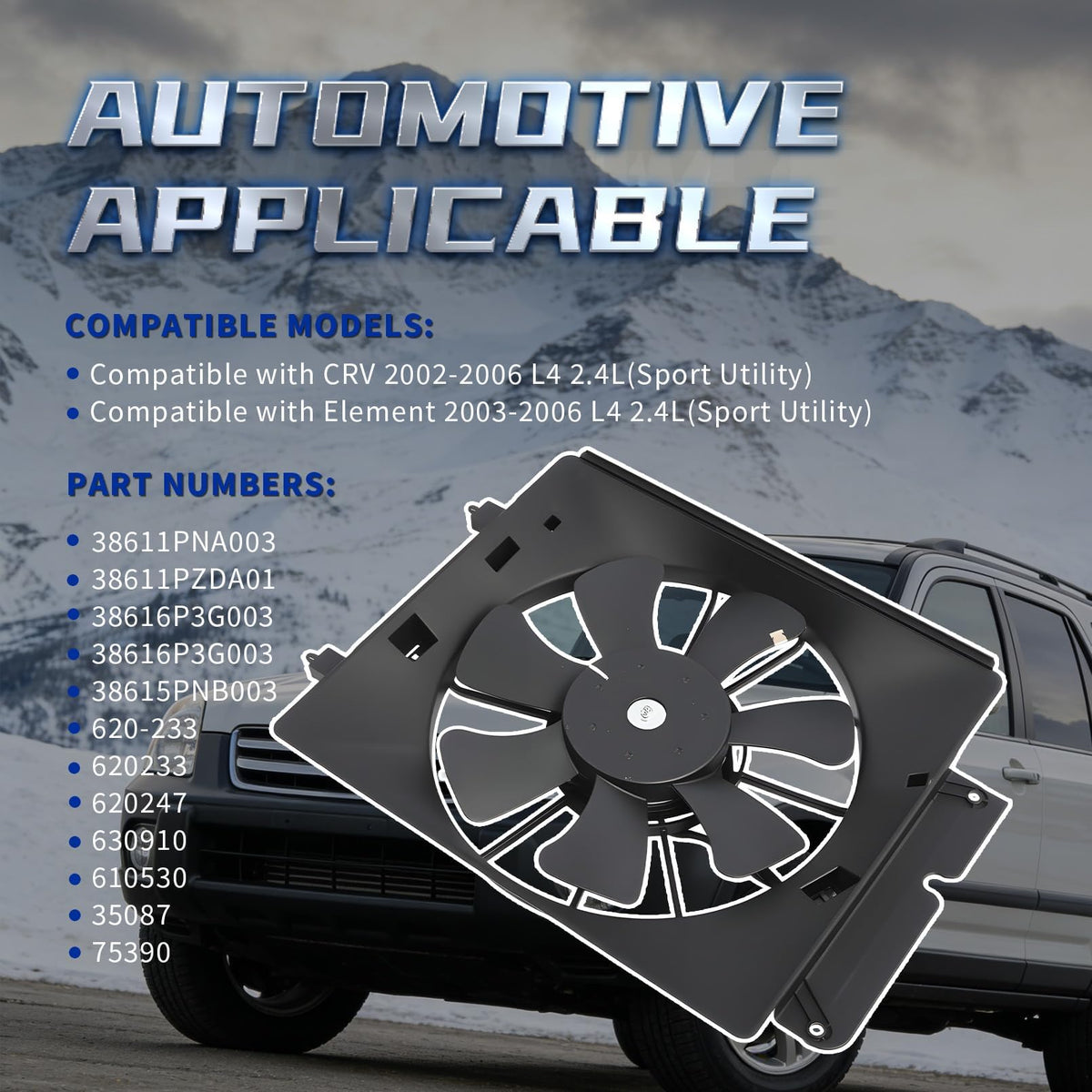 Assembroverse A/C Condenser Fan Assembly Compatible with Element 2003-2006