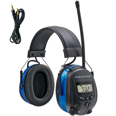 Digital AM/FM Radio Hearing Protection Earmuffs, 25 dB NRR(Blue)