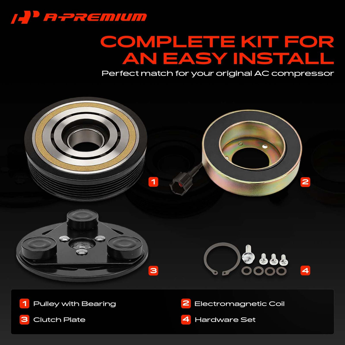 A-Premium Air Conditioner AC Compressor Clutch Kit