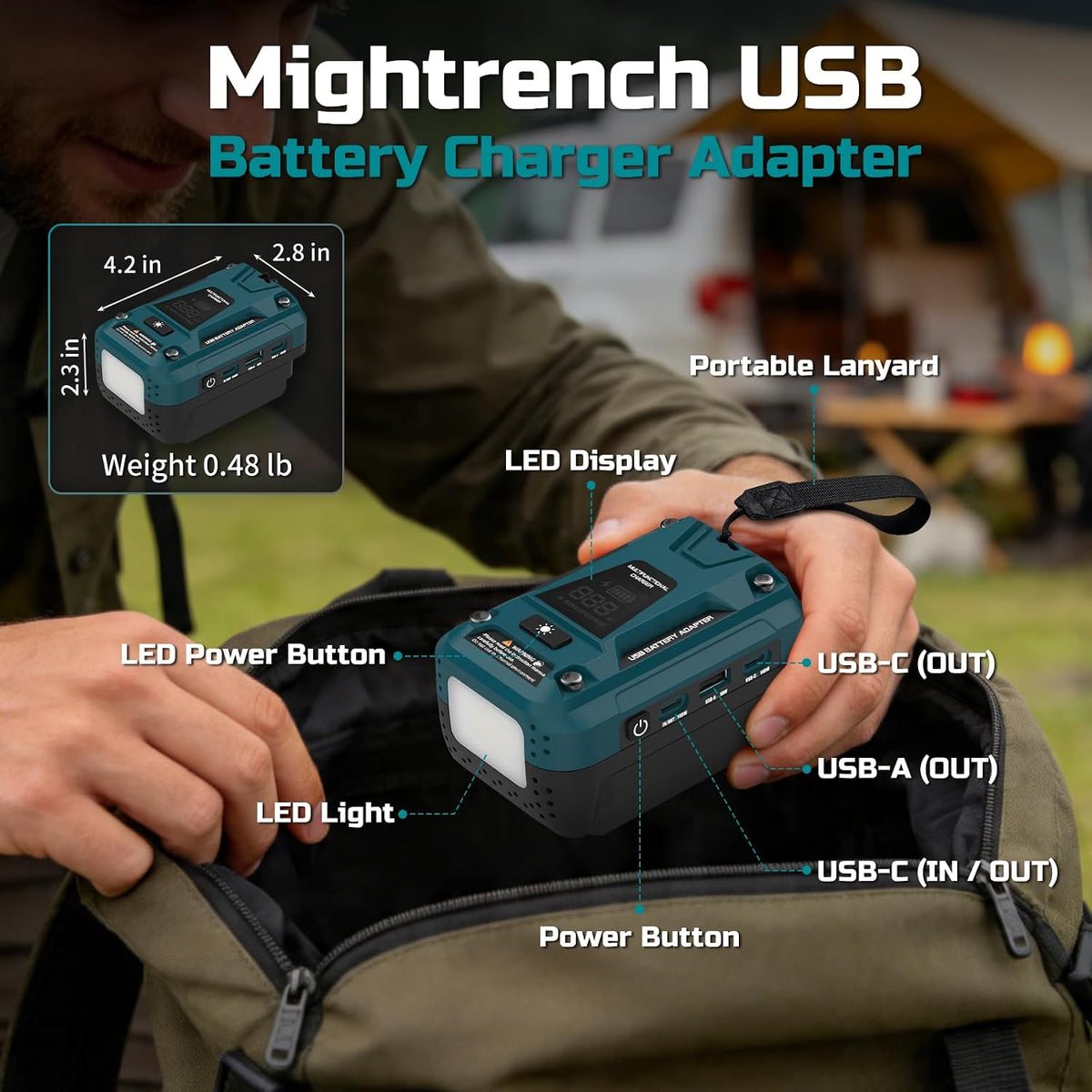 140W Battery USB Charger Compatible with Bosch 18V Battery
