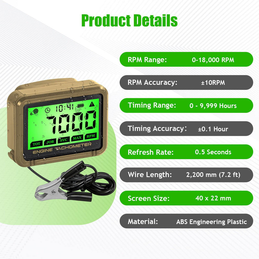 Digital Tachometer with RPM Alarm,Small Engine Tachometer