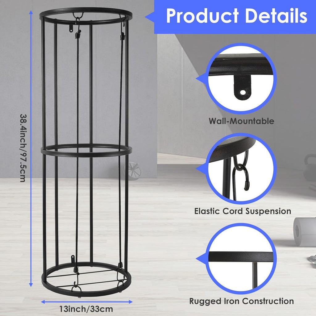 Garage Ball Storage Rack - Wall-Mounted Vertical Ball Holder for Basketball, Soccer, Volleyball, Football