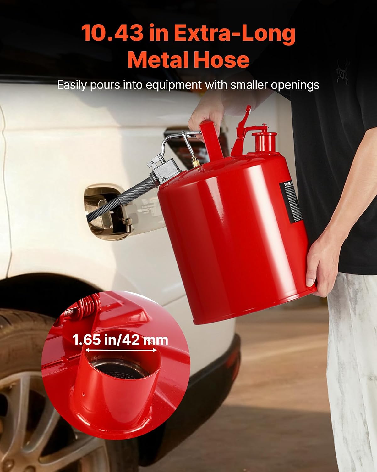 Safety Gas Can, 5 Gallon Type II Red Safety Can for Gasoline with Stainless Steel Flame Arrester, Self-Closing Lid &