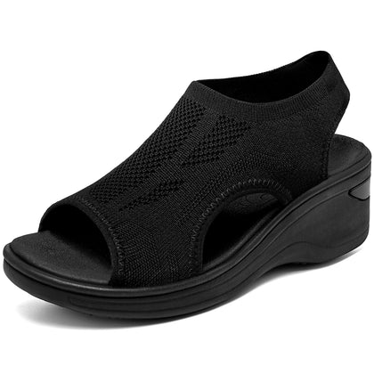 Women's Comfortable Platform Walking Sandals With Memory Foam Open Toe Lightweight Breathable Soft Mesh Washable For