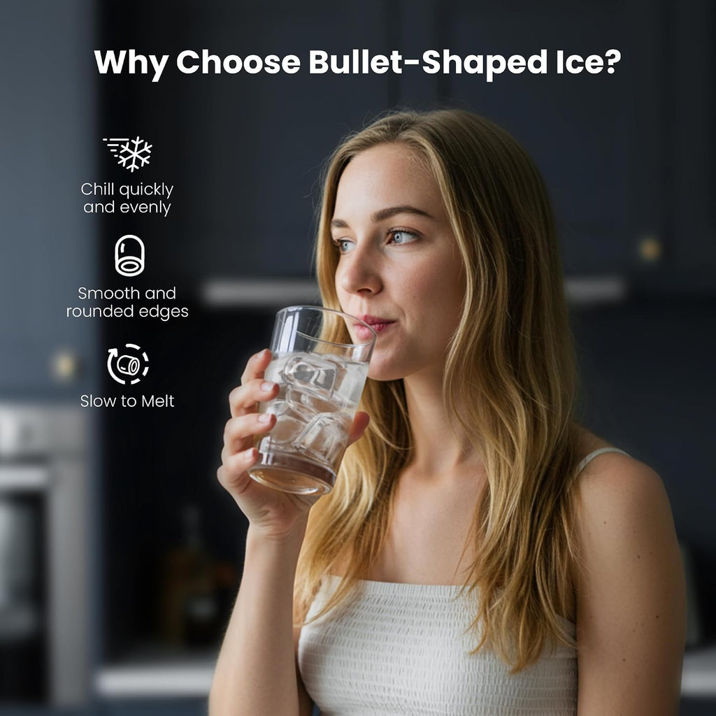 Ice Makers Countertop,26Lbs/24H,8Pcs in 6Mins,Portable Ice Maker Machine with Self-Cleaning,Interior Lighting,2 Sizes