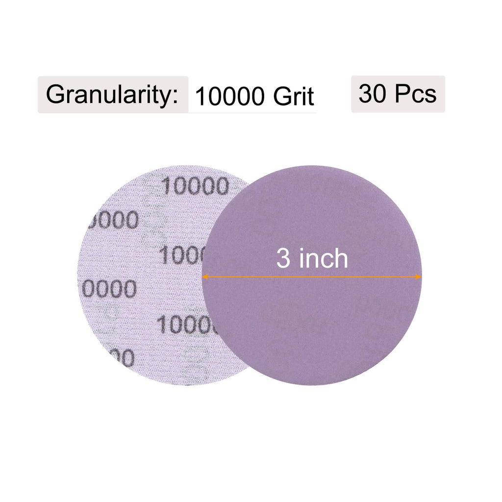 uxcell 30Pcs 3" Purple Sanding Discs 10000 Grits Hook and Loop Sand Paper