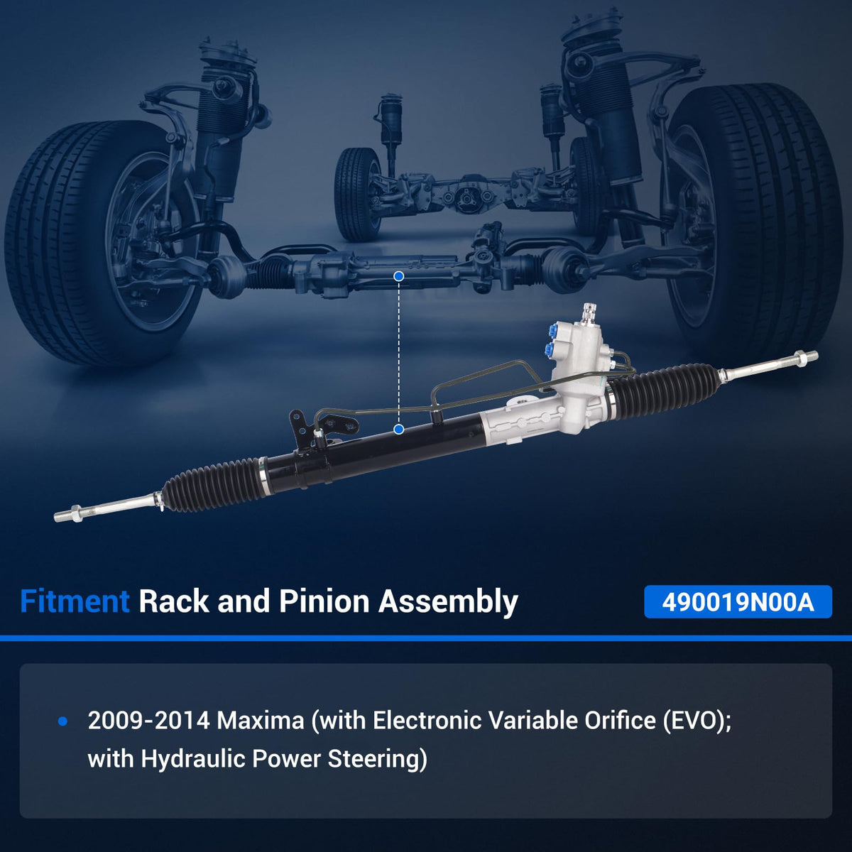 Autoround 490019N00A Hydraulic Power Steering Rack and Pinion Fits Nissan