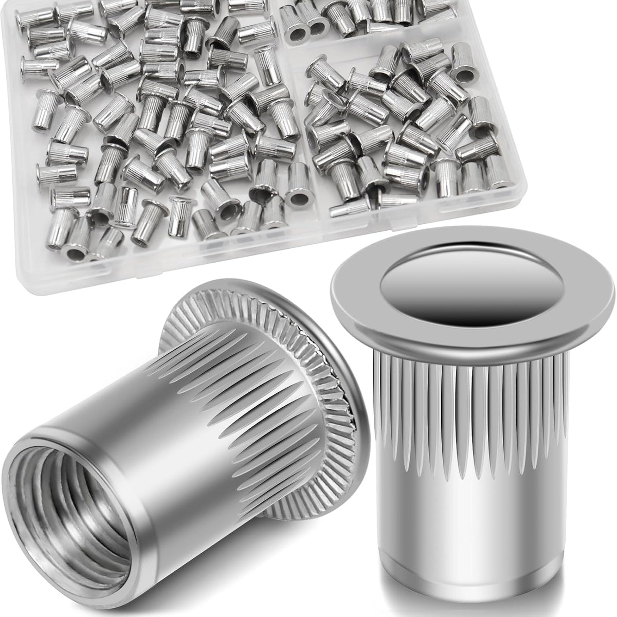 #8-32 Rivet Nut,100Pcs Stainless Steel 304 Threaded Rivnuts Insert