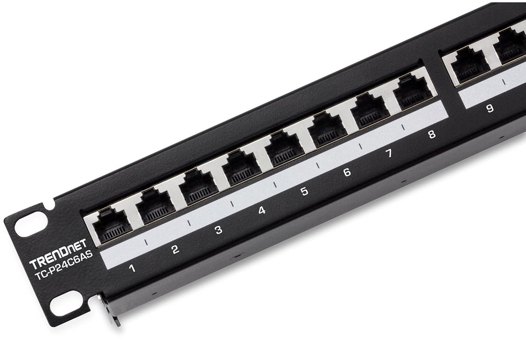 24-Port Cat6A Shielded Patch Panel, TC-P24C6AS | 1U 19" Metal Housing, 10G Ready,Cat5e,Cat6,Cat6A Compatible,Cable