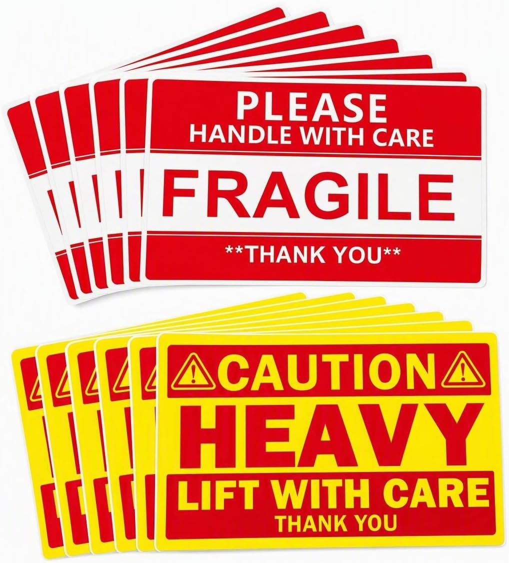 Heavy and Fragile Stickers 4x6 Inch, Warning Labels for Moving, Shipping