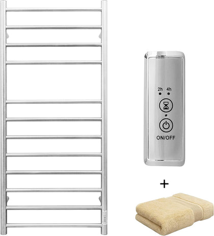 Towel Warmer Wall Mounted with Built-in Timer 12 Bars Electric Stainless Steel Heated Towel Racks for Bathroom, Hot