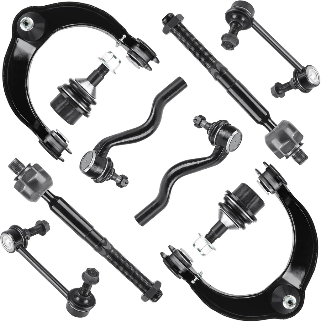 Front Upper Control Arms w/Ball Joints Replacement Suspension Kit for Dodge Durango 2011-2015, for Jeep Cherokee 2014-2015, Grand Cherokee 2012-2015, with Sway Bar + Tie Rods (12PCS)