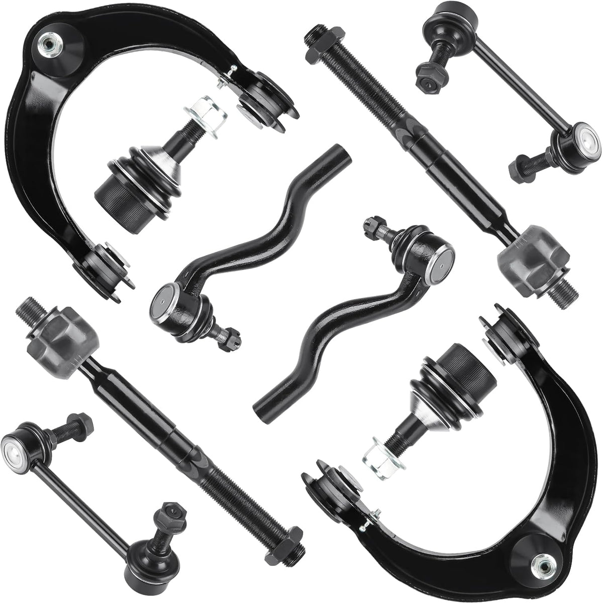 Front Upper Control Arms w/Ball Joints Replacement Suspension Kit for Dodge Durango 2011-2015, for Jeep Cherokee 2014-2015, Grand Cherokee 2012-2015, with Sway Bar + Tie Rods (12PCS)