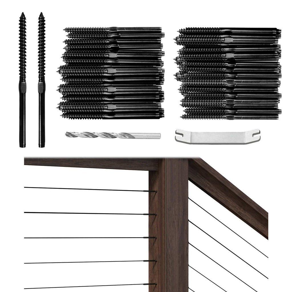 60Pack Black Cable Railing Swage Lag Screws for Wood Post CK17
